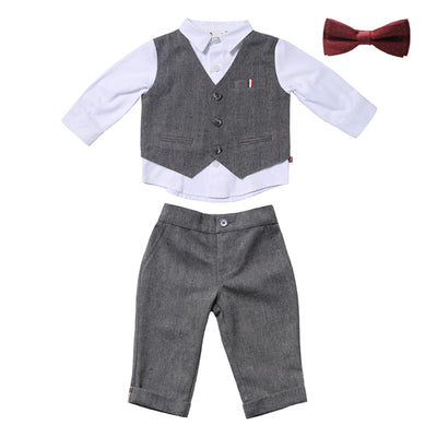 Striped Sweater Vest and Pant Set with Bowtie for Baby Boys