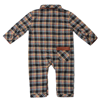 Craftsman Plaid Flannel Romper for Baby Boys