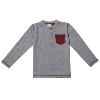 Charcoal Melange Pocket Crew Henley