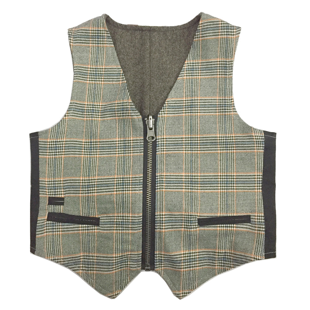 Nailhead Tweed and Plaid Reversible Vest for Boys