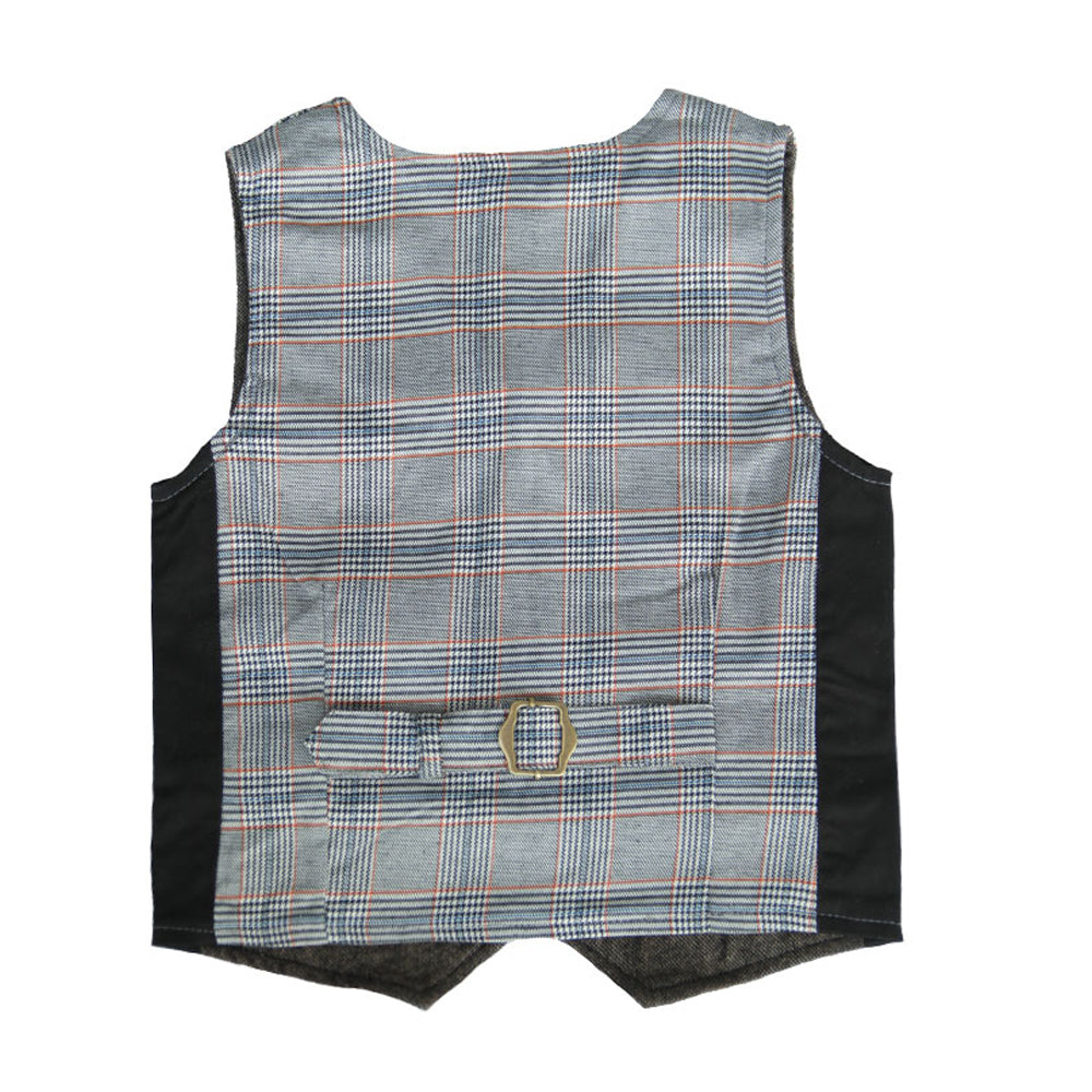 Nailhead Tweed and Plaid Reversible Vest for Boys