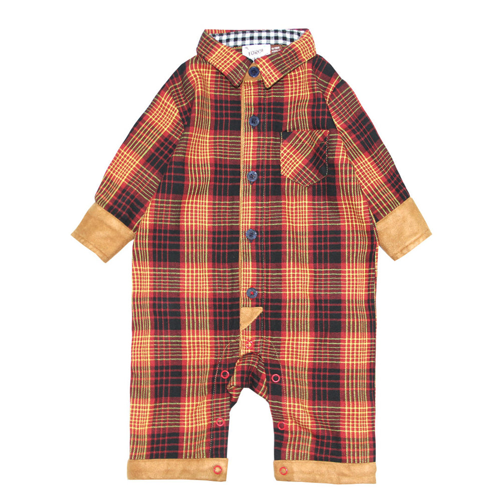 Oxford Plaid Gingham Romper for Baby Boys