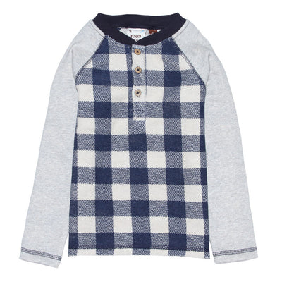 Navy Looped Gingham Henley
