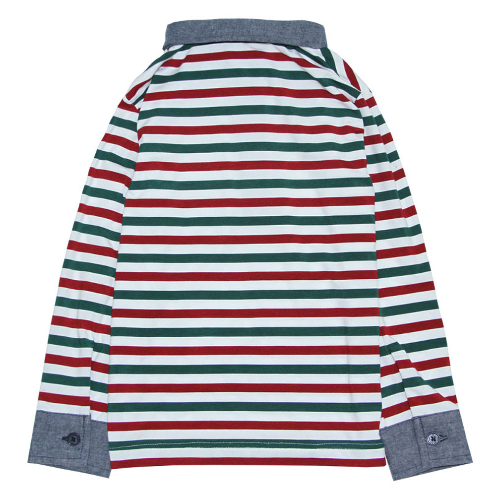 Multi Stripe Polo with Chambray Contrast for Boys