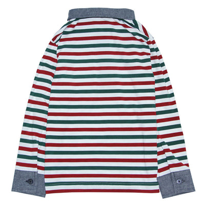 Multi Stripe Polo with Chambray Contrast for Boys
