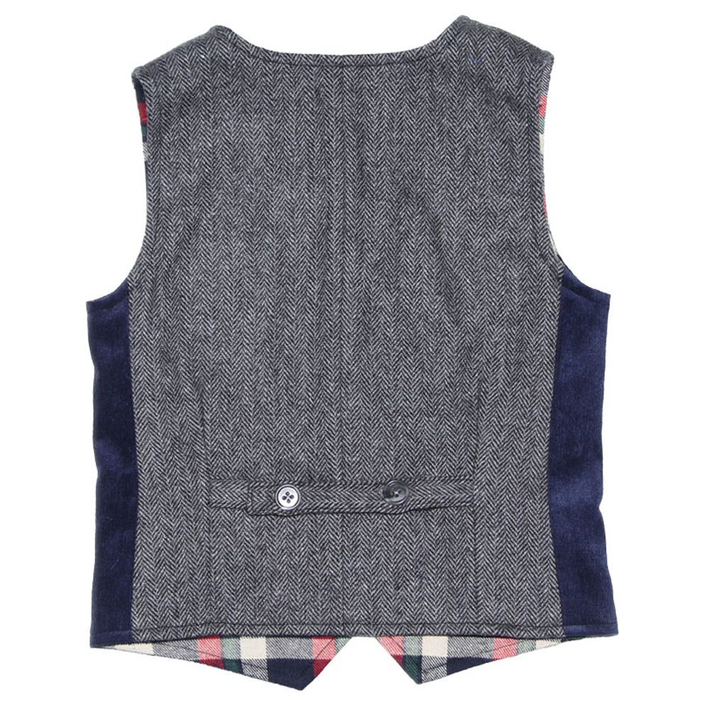 Herringbone and Ashton Plaid Reversible Vest for Boys