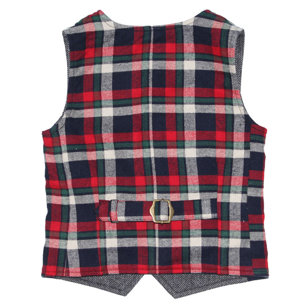 Herringbone and Ashton Plaid Reversible Vest for Boys