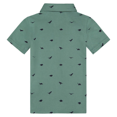 Boys Green Dinosaur Knit Button Down Shirt