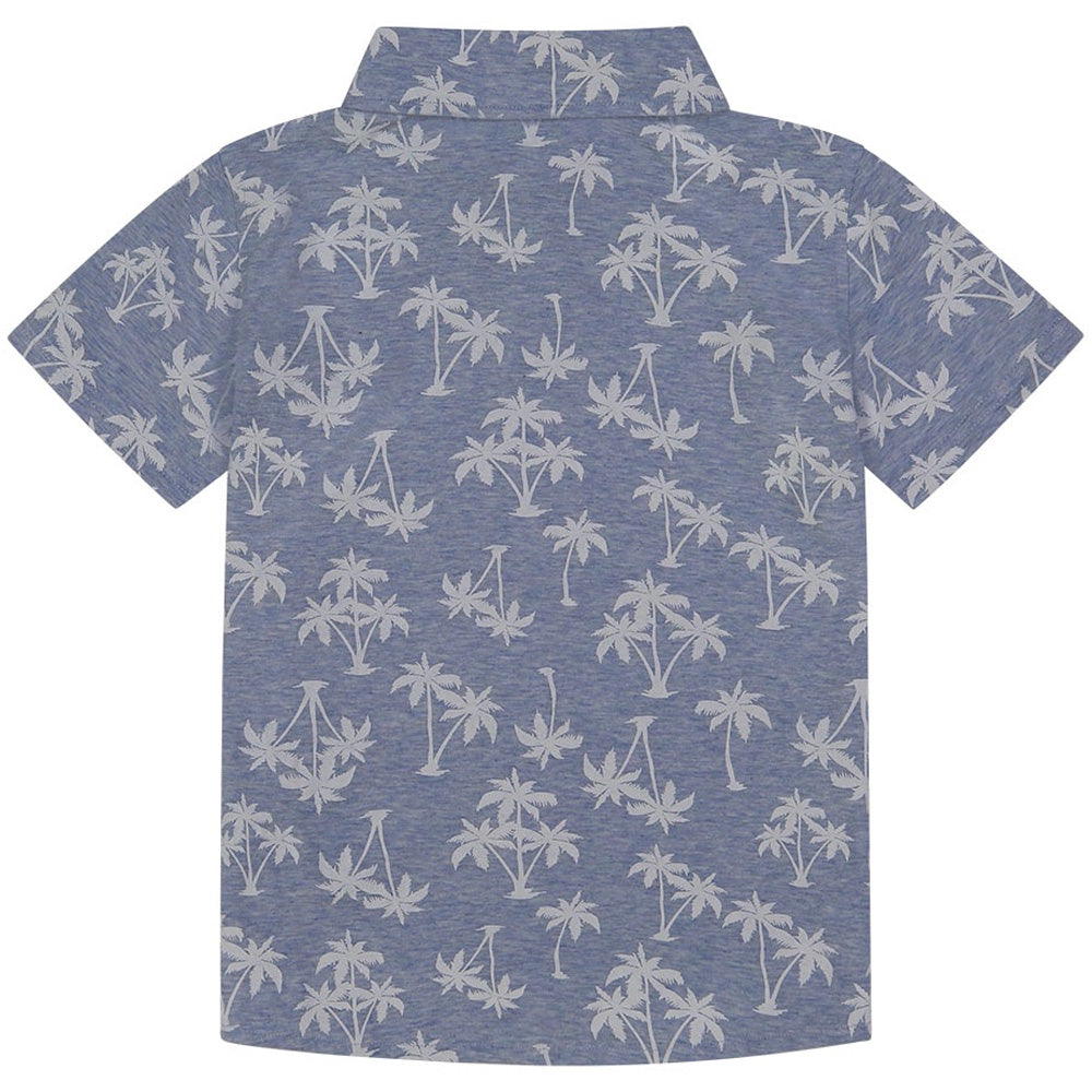 Boys Palm Tree Print Knit Button Down Shirt