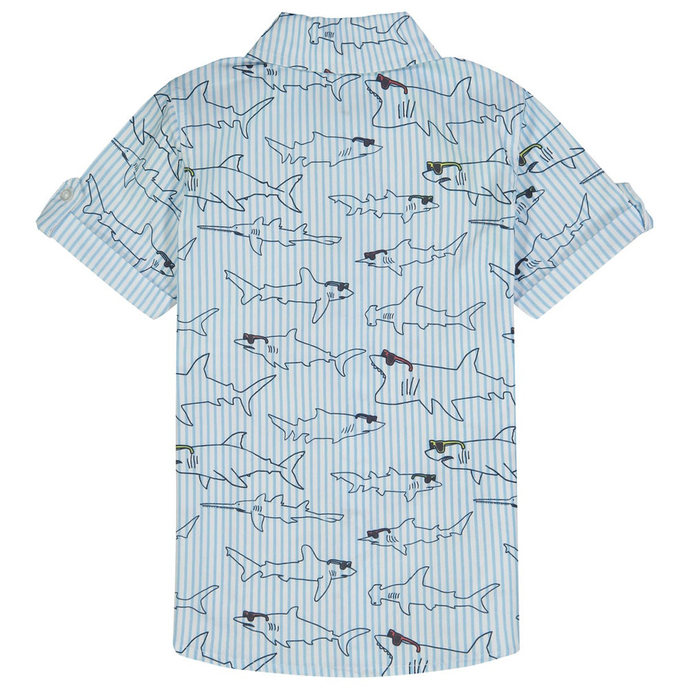 Boys Shark Short Sleeve Button Down Shirt