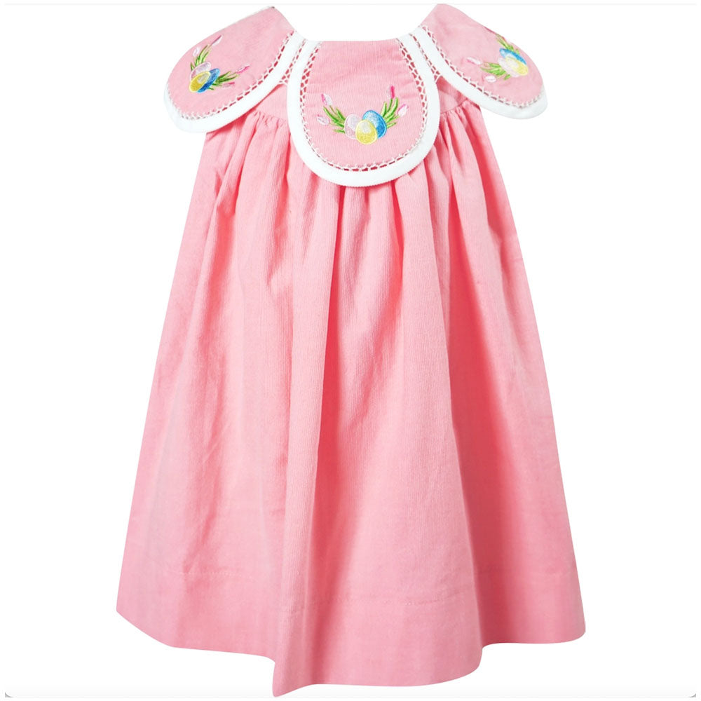 Baby and Little Girls Petal Collar Embroidered Easter Dress