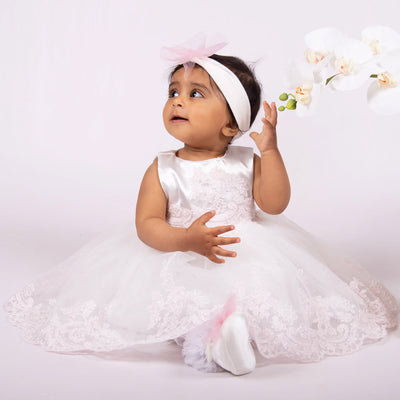 Baby Girls Pink Lace Dress Set