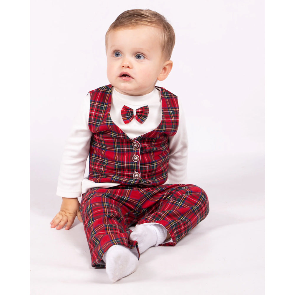 Baby Boys Red Tartan Suit Set