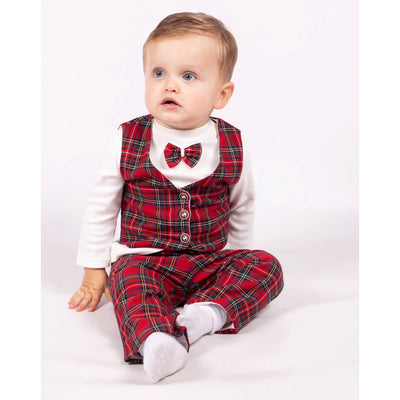 Baby Boys Red Tartan Suit Set