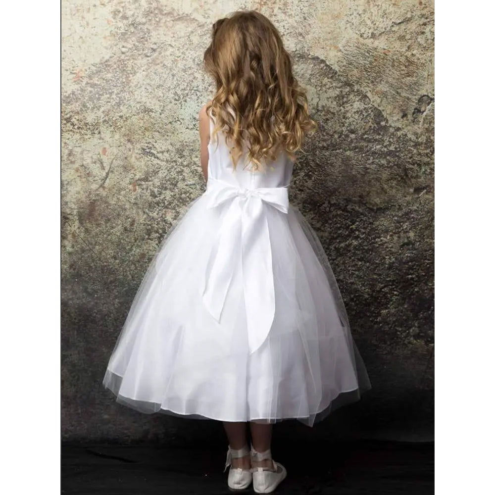 Big Girls 6-16 Adriana White Satin Tulle Appliqued Communion Dress