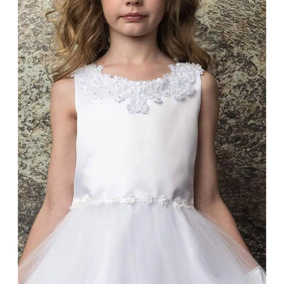 Big Girls 6-16 Adriana White Satin Tulle Appliqued Communion Dress