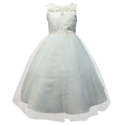 Big Girls 6-16 Adriana White Satin Tulle Appliqued Communion Dress