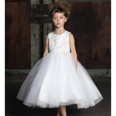 Big Girls 8-16 Luna Ivory Jacquard and Tulle Beaded Communion Dress