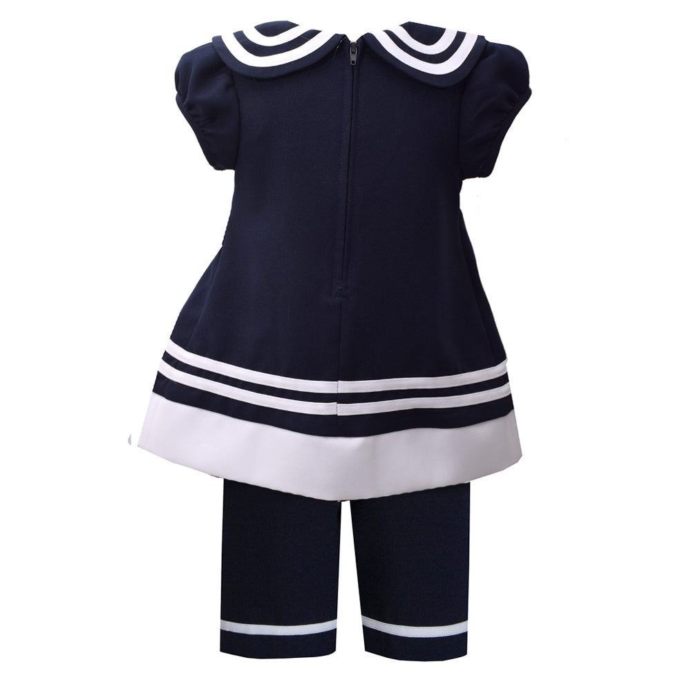 Girls Navy Sailor Pant Set