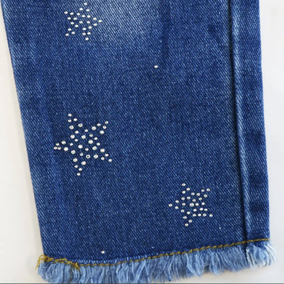 Little Girls 2T-6 Distressed Denim Rhinestone Star Jeans