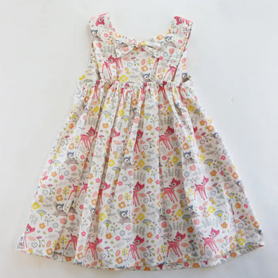 Toddler and Little Girls Deer Open Bow Back Dress