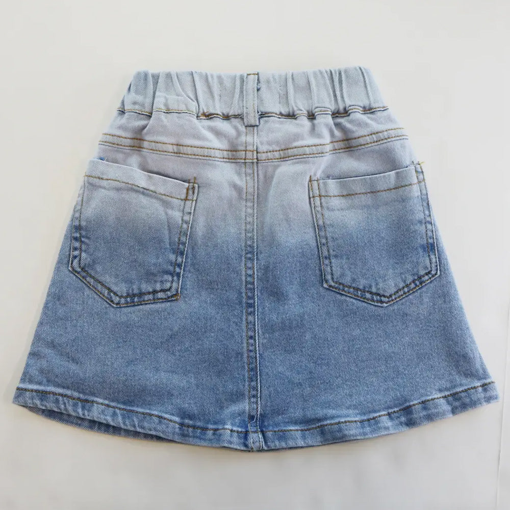 Toddler and Little Girls Sequin Hearts Denim Skirt