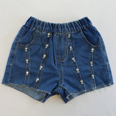 Toddler and Little Girls Rhinestone Denim Shorts