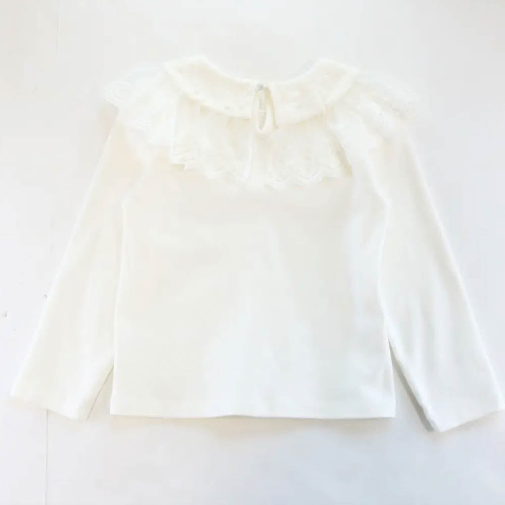 Toddler and Little Girls Lace Collar Top