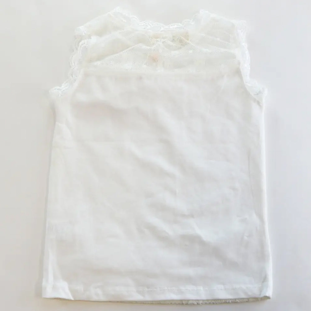 Toddler and Little Girls 2T-6 White Floral Lace Mix Top
