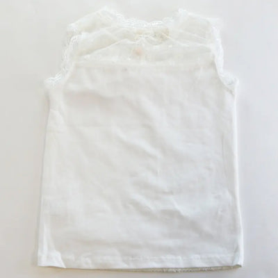 Toddler and Little Girls 2T-6 White Floral Lace Mix Top