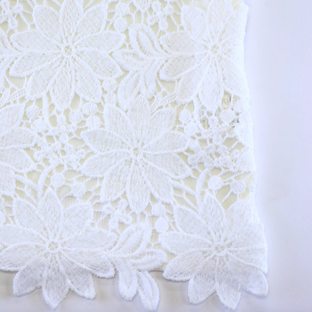White Ribbed Back Floral Lace Sleeveless Top