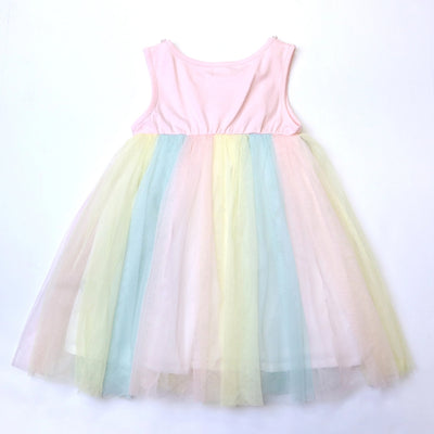 Pink Floral Applique Ombre Tulle Dress
