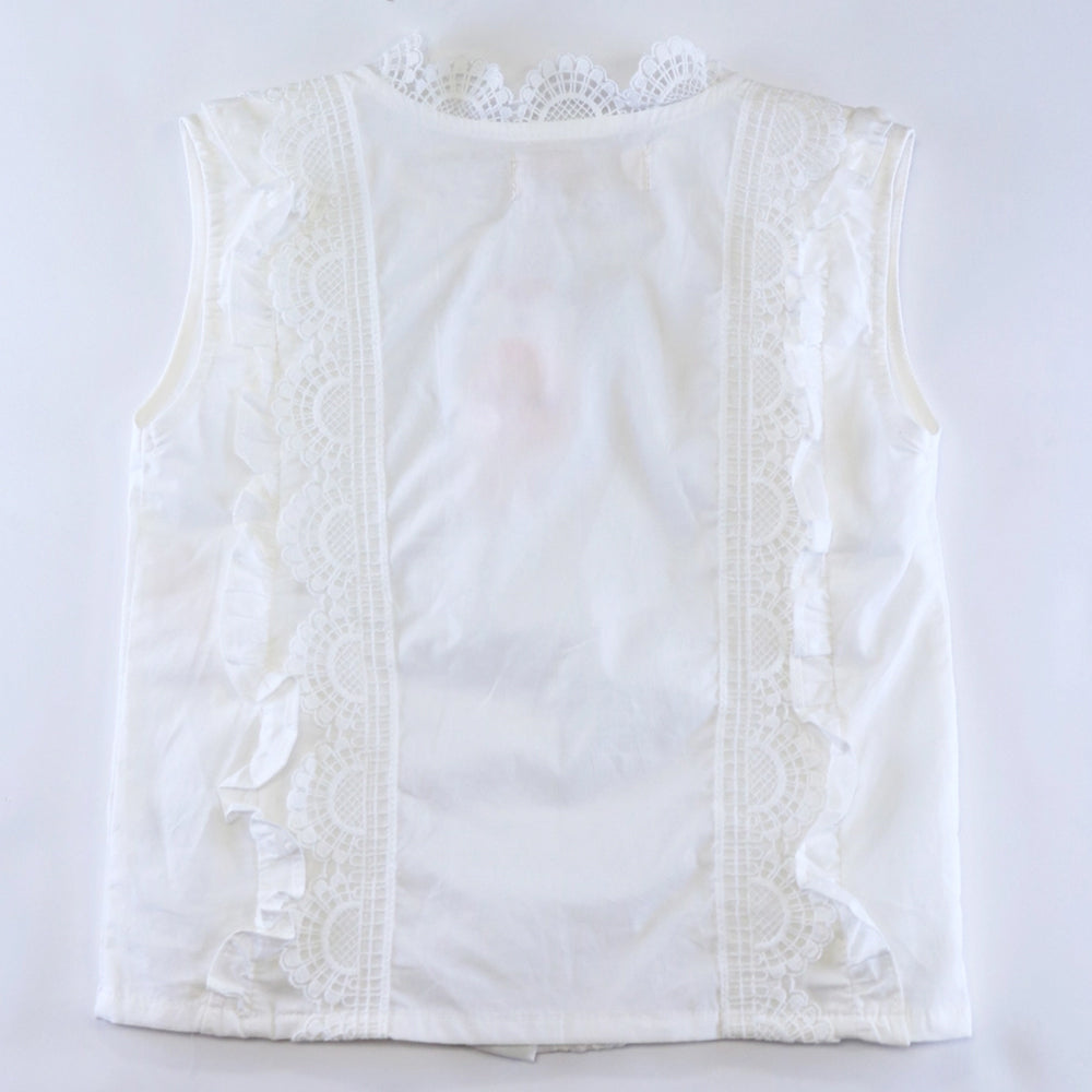 Picot Lace Trim Blouse