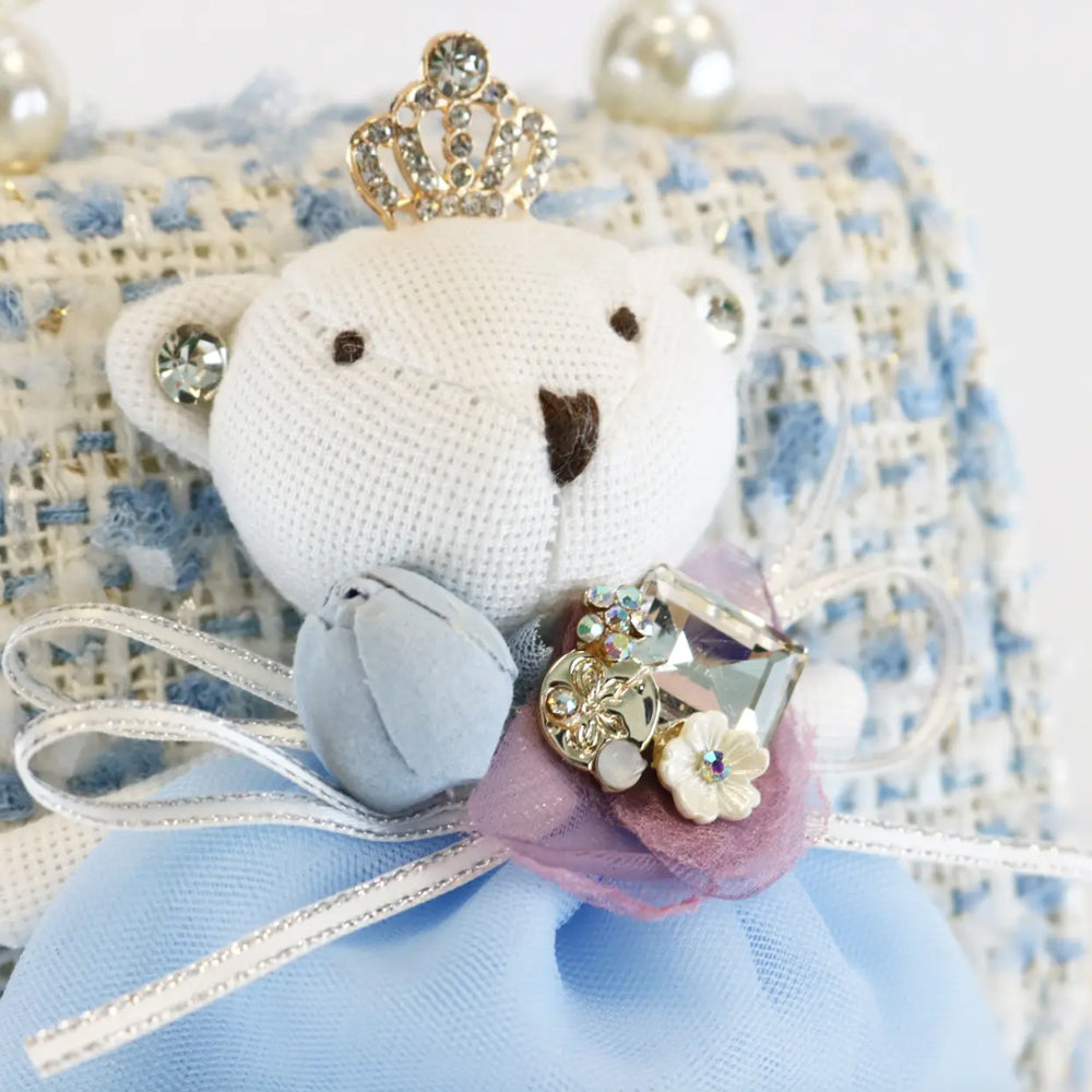 Blue Princess Bear Tweed Purse