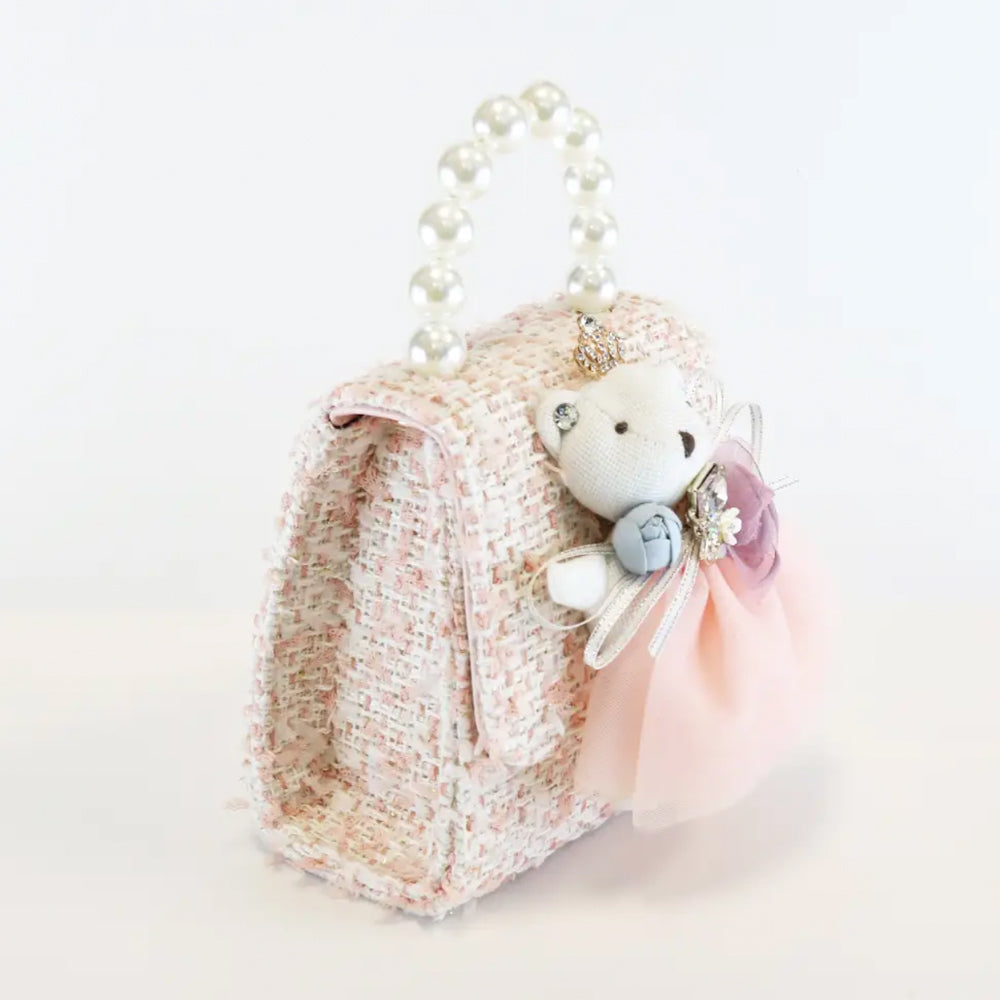 Pink Princess Bear Tweed Purse