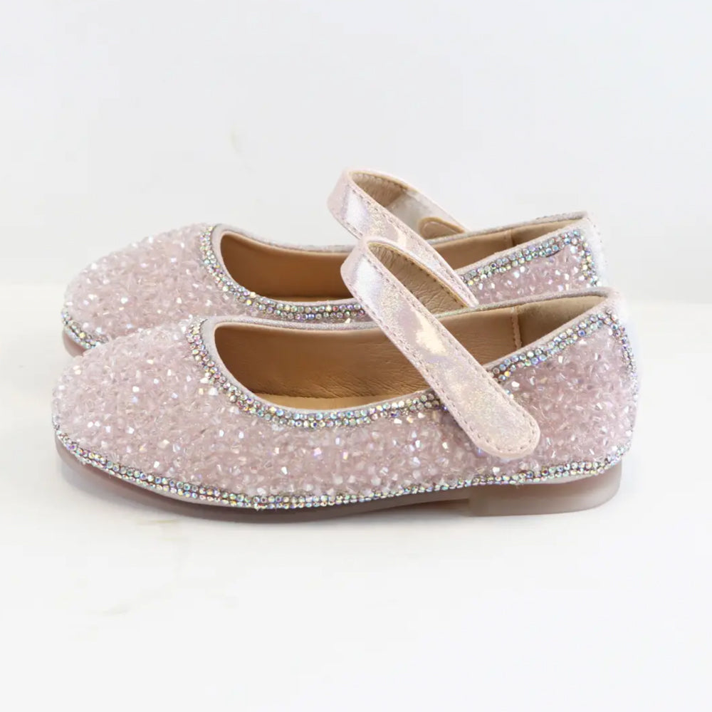 Pink Clear Stone Flat Dress Shoes