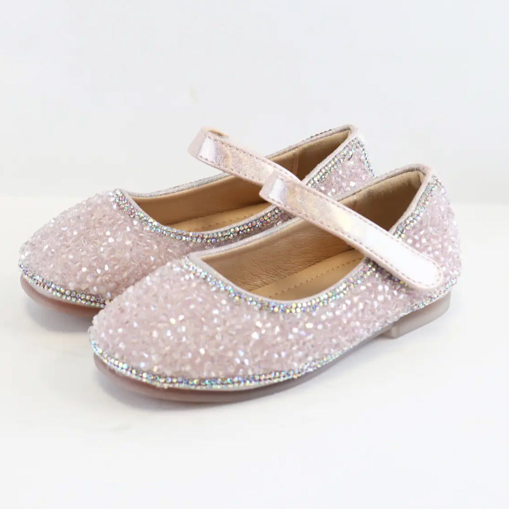 Pink Clear Stone Flat Dress Shoes