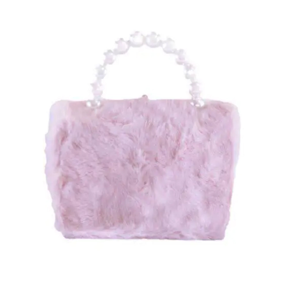 Pink Princess Bear Furry Purse
