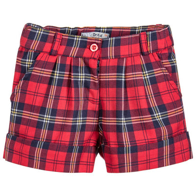 Girls Red Tartan Shorts