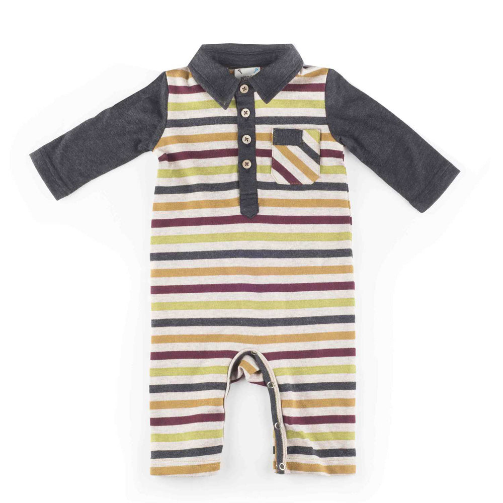 Boys Long Sleeve Multi-Striped Knit Romper