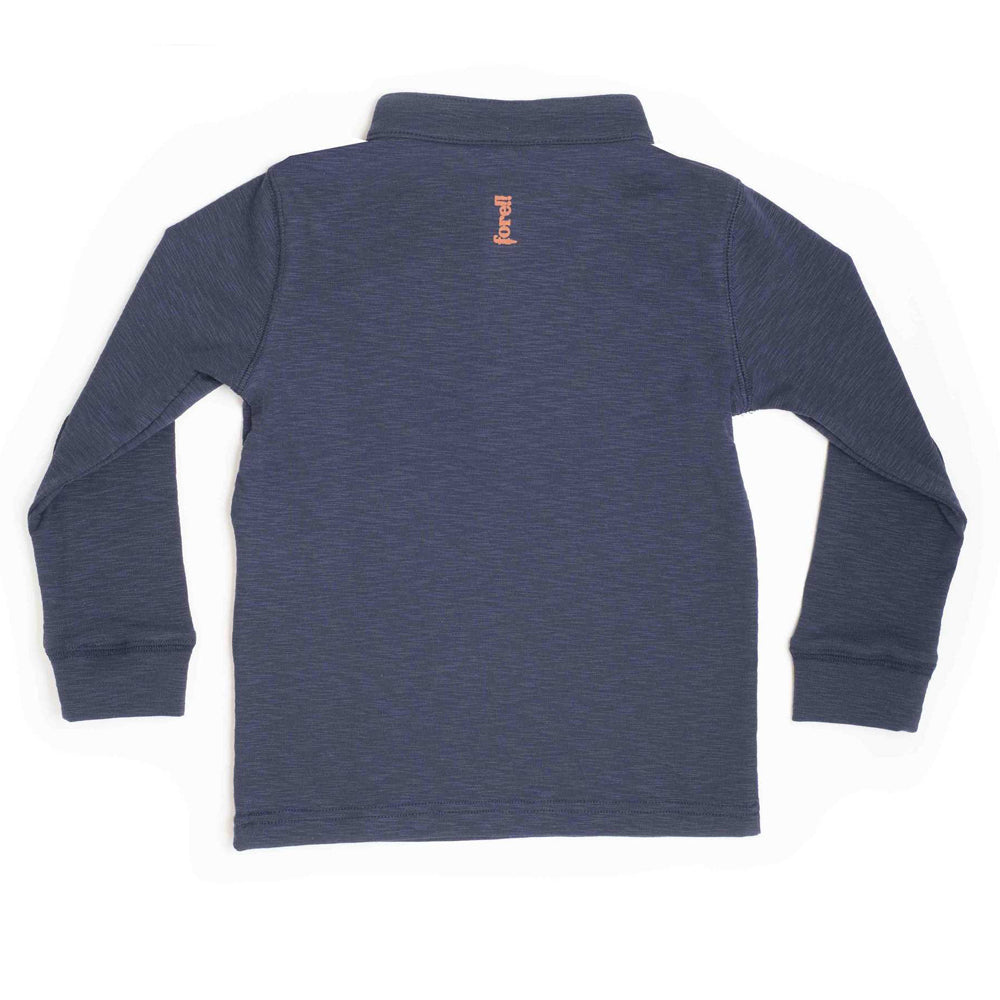 Boys Navy Slub Moose Applique Henley