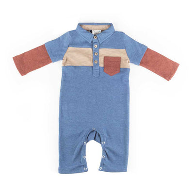 Boys Atlantic Blue Color block Romper