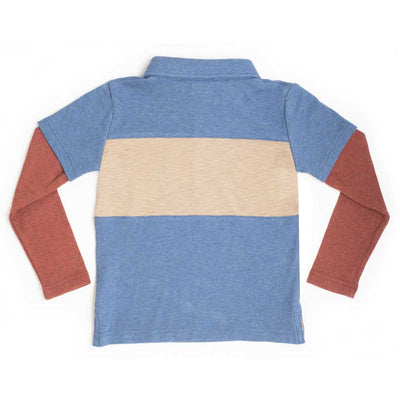 Boys Atlantic Blue Color block Polo Shirt