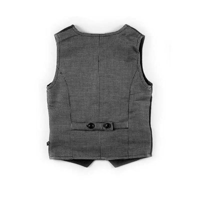 Charcoal Brush Flannel with Houndstooth Vest