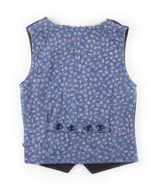 Boys Navy Vest with Leaf Back