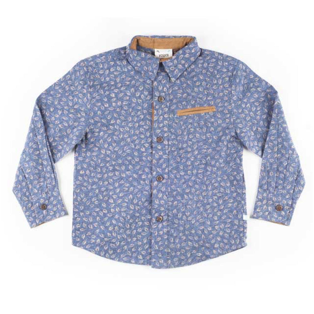 Boys Long Sleeve Leaf Print Shirt