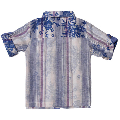 Boys Botanical Stripe Collared Shirt