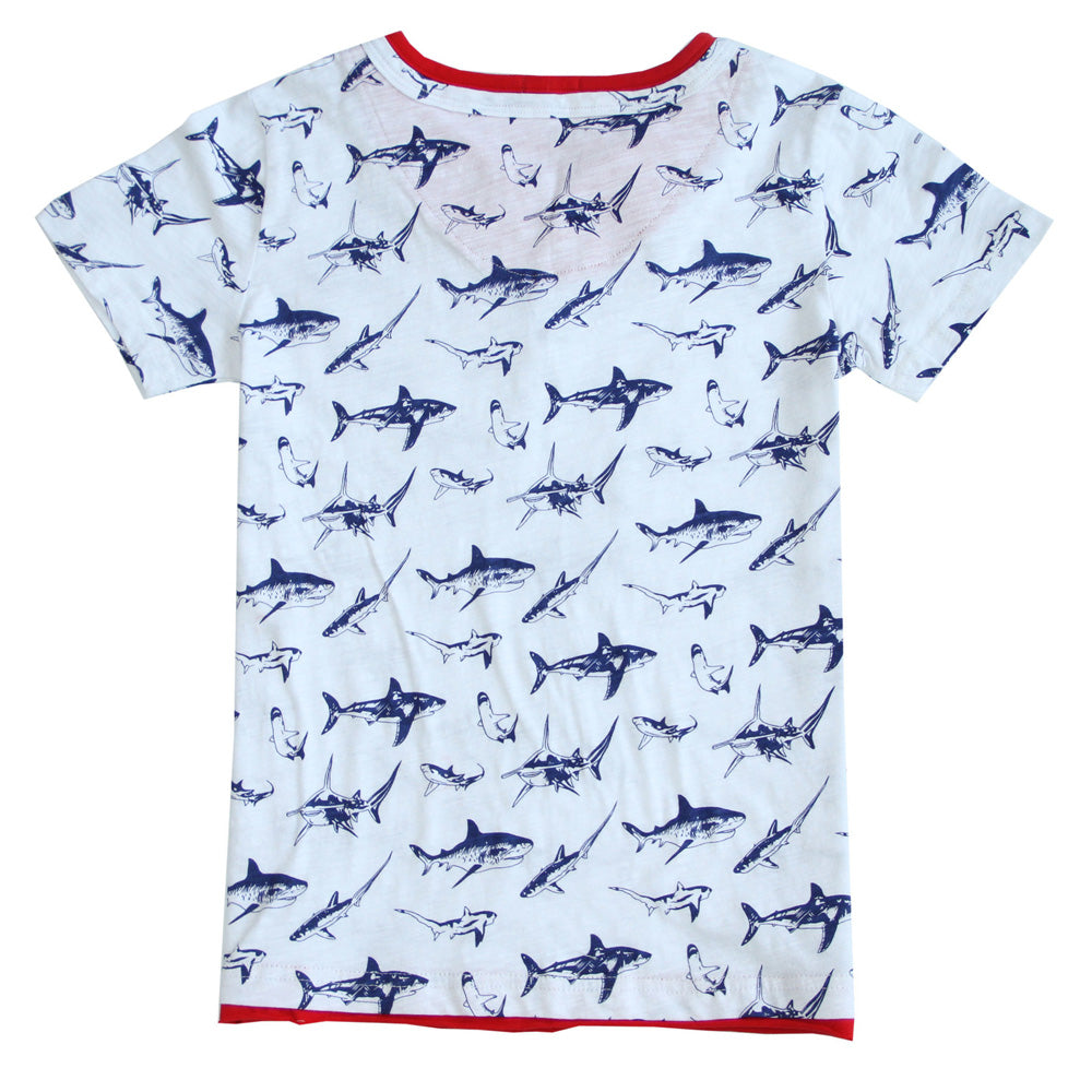 Boys Short Sleeve Shark Bite Henley