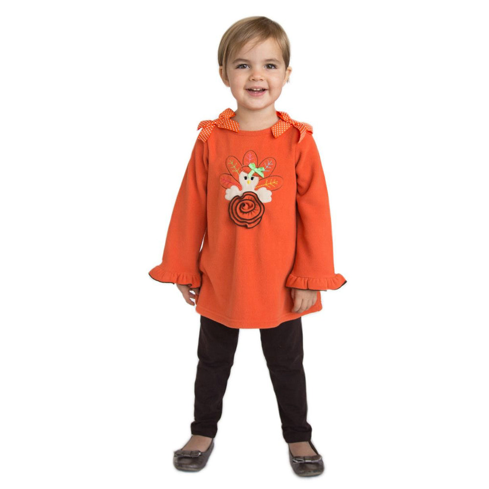 Baby Girls Fleece Legging Set with Turkey Applique