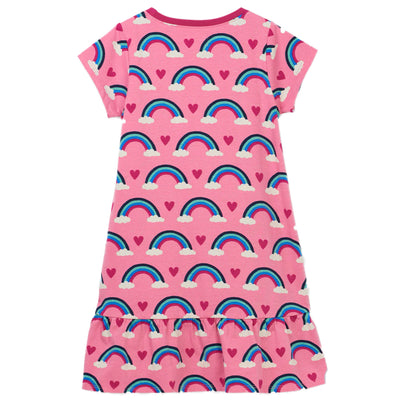 Hearts and Rainbows Jersey Flounce Hem Dress
